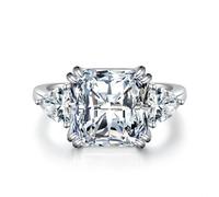 (white, 5) Tancise 6 Colors S925 Sterling Silver Ring Women's 5 Carat Square Ice Cut High Carbon Diamond
