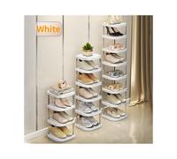 (White, 5 Tiers) Shoe Storage Standing Cabinet Footwear Organizer Stackable Narrow Tall Shoe Rack