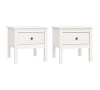 (white, 50 x 50 x 49 cm/2) vidaXL 1/2x Solid Wood Pine Side Table Multi Colours 40x40x39 cm/50x50x49 cm