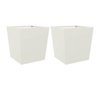(white, 50 x 50 x 50 cm/ 2 pcs) vidaXL Garden Planters Outdoor Flower Pot Patio Raised Bed Planter Box Steel
