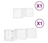vidaXL Dog Gate with Door Foldable 9 Panels White 450 cm Poplar Wood, White
