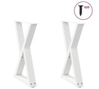 Table Legs White Powder-Coated Steel 50x(72-73.3)cm Adjustable Pair Coffee Table