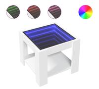 vidaXL Coffee Table with LED White 53x53x45 cm Engineered Wood, White