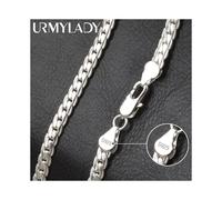 (White, 55cm) S925 Sterling Silver 6mm Full Sideways Necklace 8/18/20/24 Inch Chain For Woman Men Wedding Engagement Jewelry