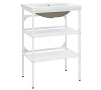 Vidaxl Bathroom Washbasin Frame With Built-in Basin White Iron, White