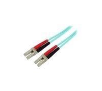 StarTech.com Aqua OM4 Duplex Multimode Fiber Optic Cable - 100 Gb - 50/125 - LSZH - LC/LC - 5 m~5m (15ft) LC/UPC to LC/UPC OM4 Multimode Fiber Optic Cable, 50/125µm LOMMF/VCSEL Zipcord Fiber, 100G Networks, Low Insertion Loss, LSZH Fiber Patch Cord