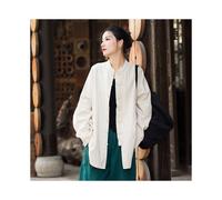 (White, 5XL) Vintage Shirt Women New Chinese Style Frog Solid Simple Leisure Loose Comfortable Single Breasted O-neck Minimalist Autumn Wear