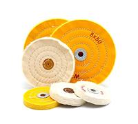 White 6" 150mm Small Hole Spiral Stitched Cleaning Buffing Polishing Wheel Cotton for Bench Grinder for Metal Aluminum, Stainless Steel, Chrome, Jewelry, Wood, Plastic, Ceramic, Glass