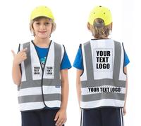 White 6-9Y Personalised Printed LOGO SCHOOL Childs high vis vest KIDS high vis Reflective Safety Vest High Visibility child hi viz vis Waistcoat