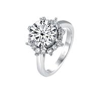(white, 6) Bagueringen Luxury 3 Carat Moissanite Diamond Jewelry S925 Sterling Silver Wedding Ring For Women Flower Shaped Design Size5-9