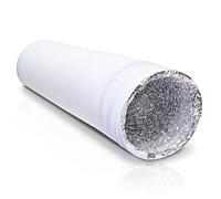 White 6" Diameter - 1 Metre Long Flexible Ducting 4 Layer HVAC Ventilation Air Hose-for Grow Tents, Dryer Rooms, House Vent Register Lines