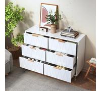 White 6-Drawer Chest of Drawers Modern Dresser with Metal Handles Versatile Storage Solution for Bedroom Hallway & Living Room 100 x 34 x 73 cm