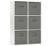 (White + 6 Grey Drawers) Charles Jacobs White 6 Cube Open Book Shelf Storage Unit