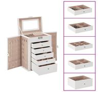 (white, 6-layer) vidaXL Jewellery Box 5-Layer with Mirror Lockable White jewelry organiser