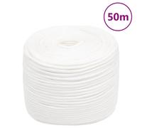 Boat Rope Full White 6 mm 50 m Polypropylene Anchor Line Braided Cord vidaXL
