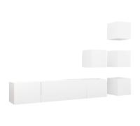 vidaXL 6 Piece TV Cabinet Set White Engineered Wood, White