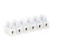 White 6 pin concave terminal block; ideal for electrical connections and electronics projects.