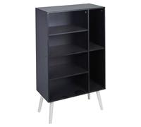 Urbn-Living Urbnliving Height 84Cm 6 Section Wooden Black Bookcase With White Legs