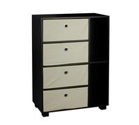 (White) 6 Section Small Side Unit Wooden Bookcase Drawer