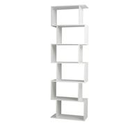 (White, 6 Tier) Wooden S-Shaped Display Bookcase Storage Divider