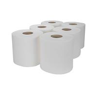 White 6 X Paper Rolls - 2 Ply Embossed Centre Feed - Hand Kitchen Towel Tissue Rolls