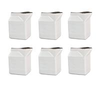 (White) 6 x SCHOOL STYLE PORCELAIN MILK CARTONS 200ML