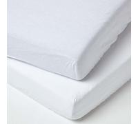 (White, 60 x 120 cm) Linen Fitted Cot Sheet, Pack of 2