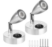 (White 6000K) 2 Pack 12V LED Reading Light Spotlights, 3W Interior Lighting for Motorhome, 180 Rotatable Bedside Lamp, 3000K Warm Light for Camper