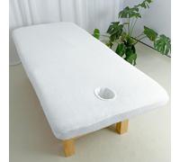 White,60x180cm/1.9x5.9ft,Massage Bed Cover Sheet with Face Hole,Elastic Beauty Bed Cover Washed Cover Salons SPA Massage Table Face Cover for 80Cm Or Less Massage Bed