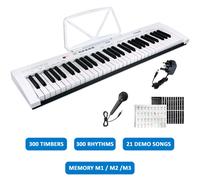 (White) 61 Keys Electric Keyboard Piano Digital Music Instrument includes Microphone