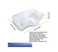 (White, 62x37x8-10cm 1pcs) Butterfly Sleep Memory Neck Pillow Slow Rebound Comfortable Memory Foam Sleep Pillow Cervical Orthopedic Neck Massage Bed Pillow