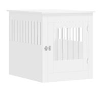 "vidaXL Dual-Function Dog Crate Furniture with Lockable Door - White Engineered Wood Doghouse - Versatile Dog Kennel Cage can act as End Table"