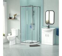White 650mm Vanity 800mm Quadrant Shower Enclosure Toilet Tray Set