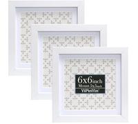White 6x6'' Picture Frame Set of 3,with Acid Free Mount For 5x5'' Featuring Premium Acrylic Window,for Tabletop Display or Wall Mounting,An Ideal Choice for Christmas,Weddings Decor