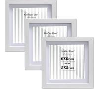 White 6x6'' Square Wood Photo Frame Set of 3 with Acrylic Glass Front, 15cm square Picture Frames with Acid Free 5x5'' Mount, for Wall Mount &Tabletop Display,Ideal for Home Gallery Decor & Gifts