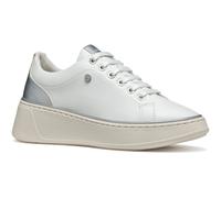 (White, 7 (Adults')) Geox D SUNNETTY Synthetic Polyurethane Women's White/Silver Trainers