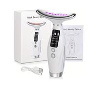 (White) 7 Modes Rechargeable Facial And Neck Massager, USB Face Massage Care Tool