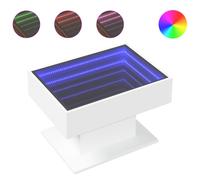 vidaXL Coffee Table with LED, Centre End Table for Living Room Hallway, Accent Console Sofa Table, Modern Style, White Engineered Wood