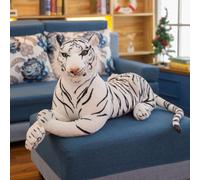 (white, 70cm) 30-70CM Tiger Giant Size Simulation Plush Toys Soft Stuffed Animal Real Life Imitation Tiger Doll Birthday Gift