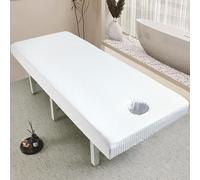 White,70x190cm/2.2x6.2ft,Massage Bed Sheet with Face Hole Stretchy,Breathable Massage Cover Table Full Reusable Beauty Bed Cover Spa Bed Cover,Massage Linens Protective Cover