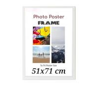 White 71 x 51 cm Poster Frames - Large MDF Wooden Frames 51x71 cm - Both Ways Wall Hanging Wall Gallery Living Room Photo Picture Frame With Shatterproof Perspex Sheet