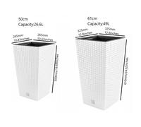 (White, 75 cm) Tall Planter Plant Flower Pot Outdoor Garden Weatherproof with Insert Rattan
