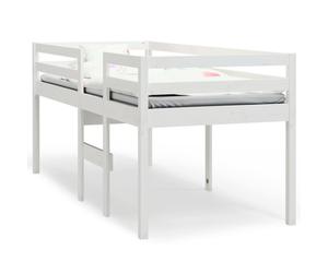 (White, 75 x 190 cm) vidaXL High Sleeper Bed Bedroom Loft Bed Frame Kids Bedstead Solid Wood Pine