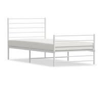 Vidaxl Metal Bed Frame Without Mattress With Footboard White 75X190Cm