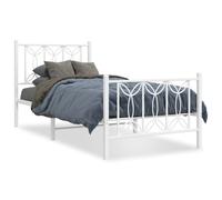 (white, 75 x 190 cm/ with headboard & footboard) vidaXL Metal Bed Frame with Headboard Home Bed Base Bedstead