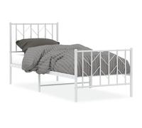(white, 75 x 190 cm/ with headboard & footboard) vidaXL Metal Bed Frame with Headboard Mattress Foundation Black 80x200 cm