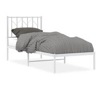 (white, 75 x 190 cm/ with headboard) vidaXL Metal Bed Frame with Headboard Mattress Foundation Black 80x200 cm