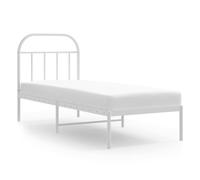 (white, 75 x 190/with headboard) vidaXL Metal Bed Frame Bedroom Bed Base Bedstead Metal Matress Foundation