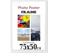 White 75x 50 cm Poster Frames - 75 x 50 cm Frame- Large MDF Wooden Frames 75x50cm - Both Ways Wall Hanging Wall Gallery Living Room Poster Picture Frame With Styrene Shatterproof Perspex Sheets