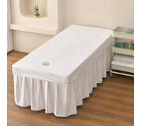 White,75x190cm/2.4x6.2ft,Massage Bed Sheet with Face Hole,Waterproof Beauty Massage Bed Cover Elastic All-Round Wrap Massage Table Sheets Washable SPA Beauty Couch Covers